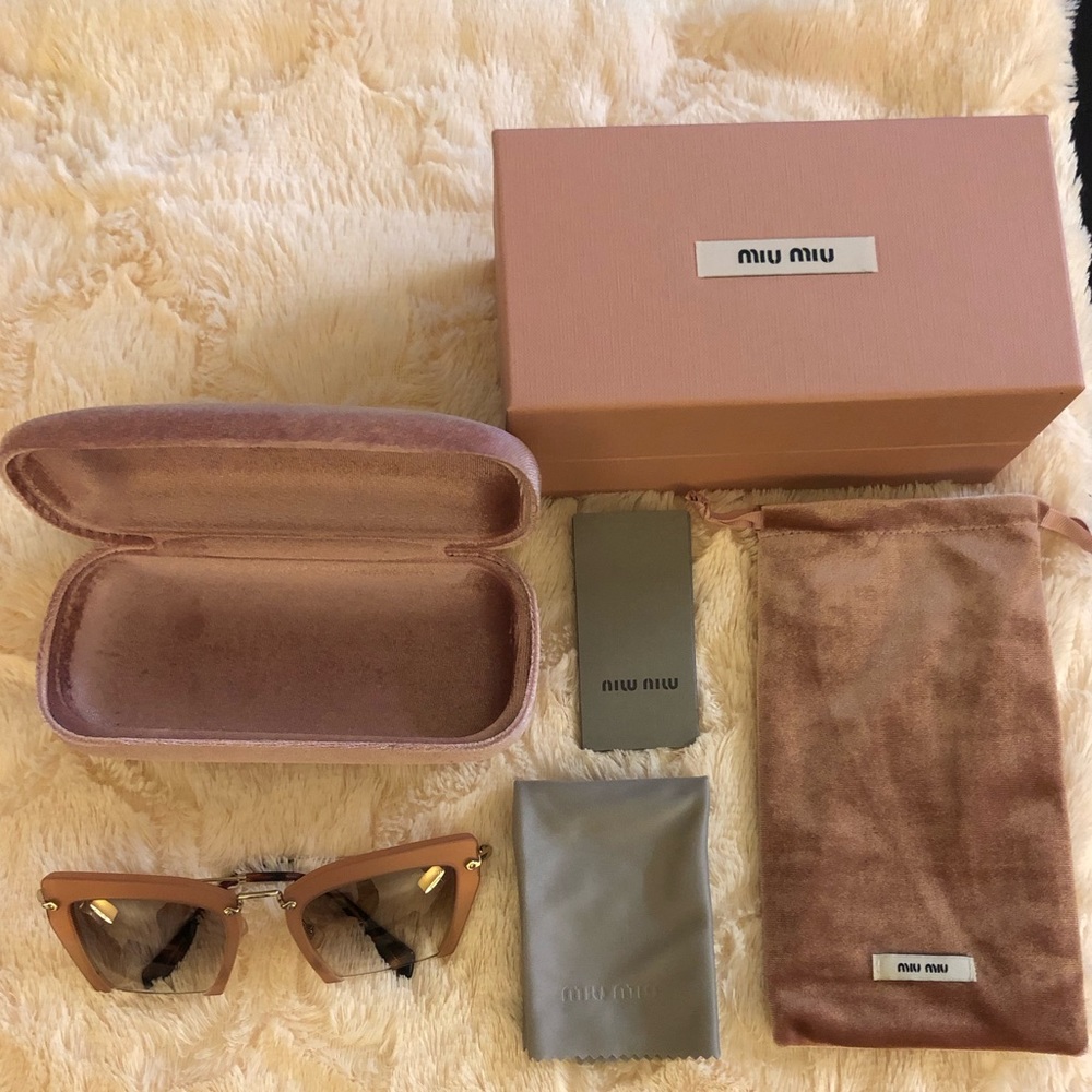MIU MIU Cat Eye Sand Pearl Pink Sunglasses
